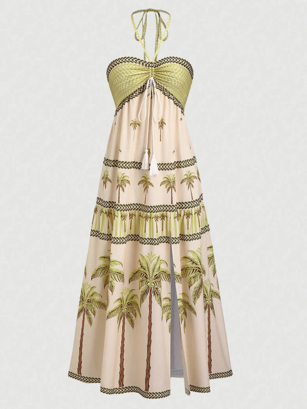 Elegant Printed Halter Neck Maxi Dress Loose Fit