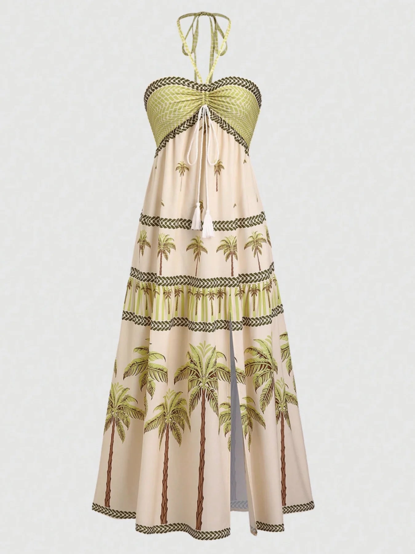 Elegant Printed Halter Neck Maxi Dress Loose Fit
