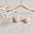 Lace Front Closure Lingerie Set For Women Wirefree Push Up Bra Delicate Straps Lightweight Comfort
