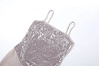 Patchwork Sequin Sling Dress Glamour Backless Bodycon Evening Gown