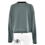 Stripe Patchwork Long Sleeve Tee for Casual Streetwear and Everyday