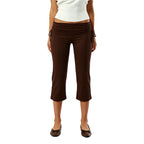 High-Waist Capri Pants With Fold-Over Waist Adjustable Drawstring Tie Detail