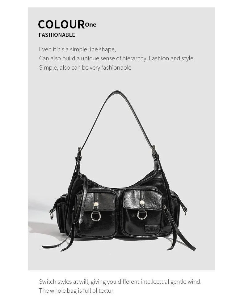 Urban Minimalist Women's Shoulder Bag in PU Leather With Zipper