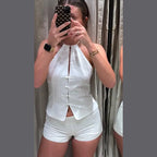 Halter Top And Shorts Set With Backless