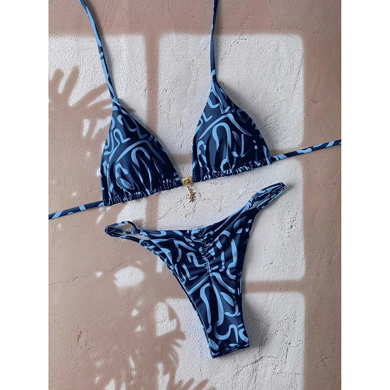 Flirty Leopard Print Push Up Bikini Set