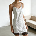 Sexy Polka Dot Loose Lace Spaghetti Strap Backless Nightgown
