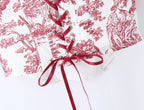 Sexy Women's Print Corset Top Bow Tie Straps Lacing Up Back Top
