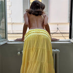 Off Shoulder Backless Evening Dress With Pleats And Ruffled Edges Diagonal Collar Floor Length