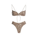 Print Bikini With Lace Up Skirt Swimwear