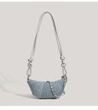 Denim Blue Crossbody Bag For Women With Harajuku Street Flair And Modern High Street Style