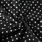 Black Polka Dot Print Midi Skirt With Low Waist Lightweight Knit