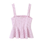 Bright Striped Tank Top For Women Sleeveless Camisole With Back Zipper Hem Detail