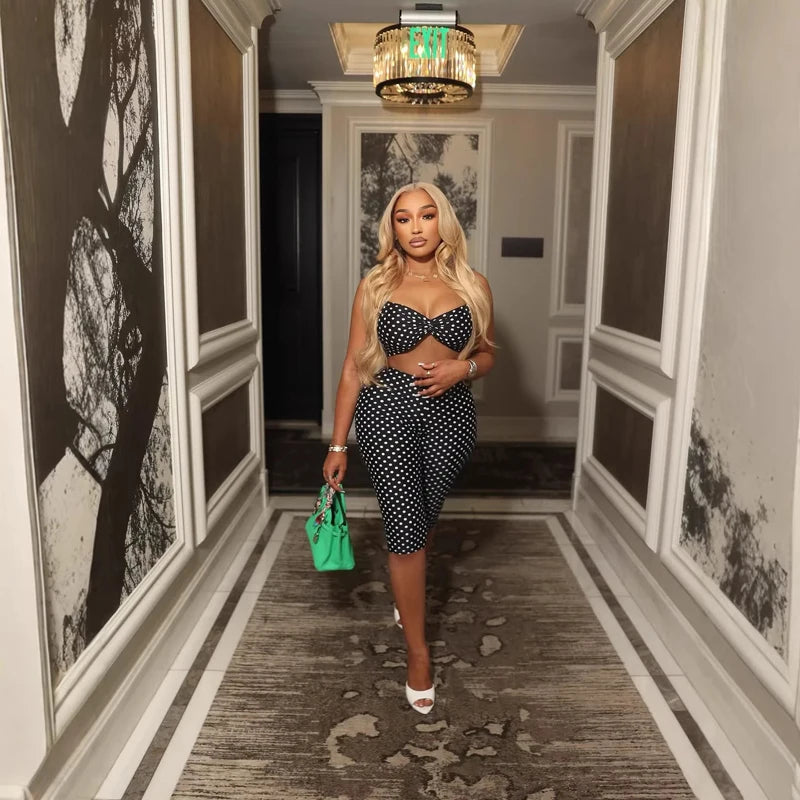 Two Piece Spaghetti Strap Crop Top And Capris Set Sleeveless Backless Look
