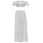 Elegant Puff Sleeve Top & Long Skirt Set