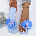 Clip Toe Flower Sandals With Square Front And Comfortable Flat Sole For Summer