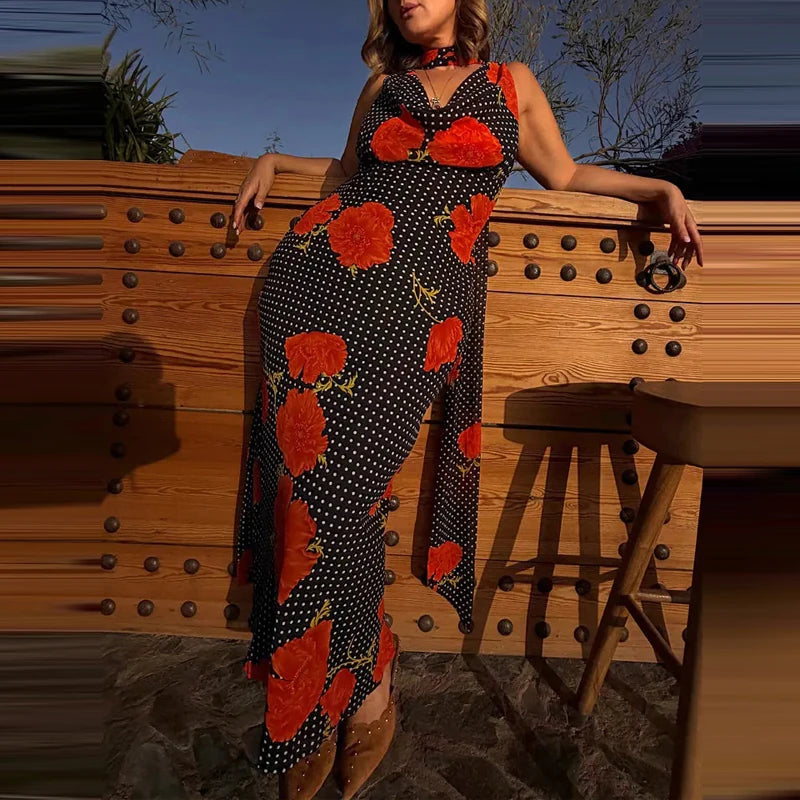 Sexy Halter Cutout Dress With Pleated Hollow Out Details