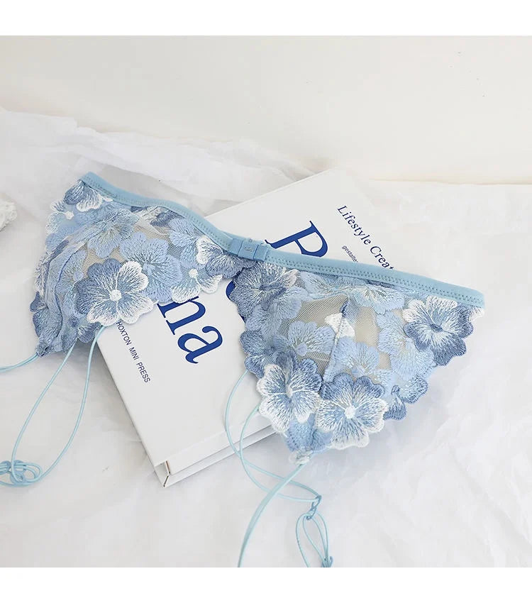 Whisper Lace Wireless Bralette Set In Ultra Thin Embroidered Mesh For Small Busts Delicate Comfort