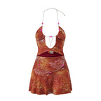 Coquette Y2K Hollow Out Beaded Halter Mini Dress