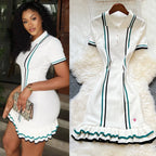 Knit Mini Dress With Ruffles