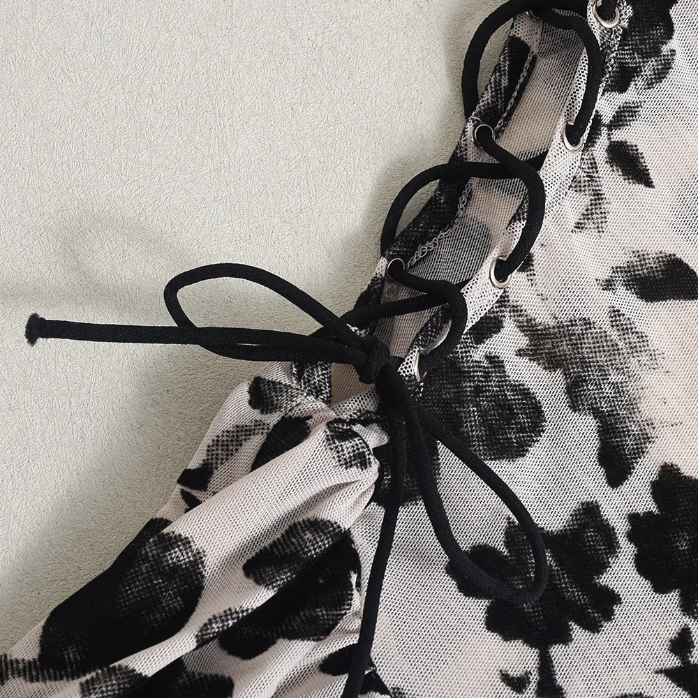 Floral Print Strapless Mini Dress With Ruffles Sleeveless Above Knee