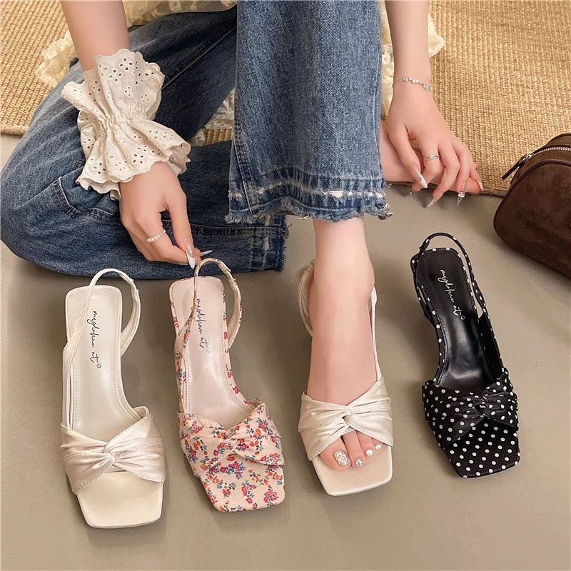 Elegant Stiletto Sandals With Back Strap Slip On Heels