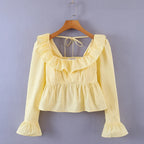Soft Ruffle Blouse With Long Sleeves