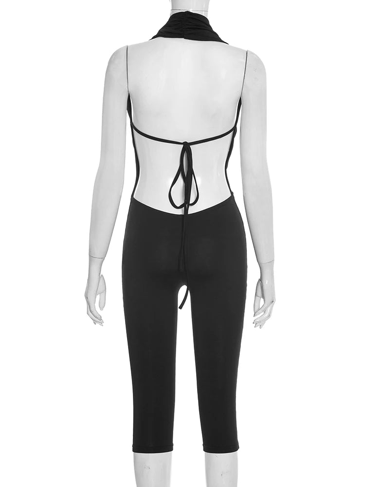 Swing Collar Playsuit Backless Halter Sleeveless Bandage