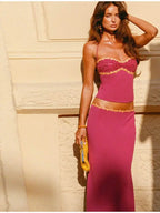 Sunset Vibe Halter Crop Top And Mermaid Skirt Two-Piece Set
