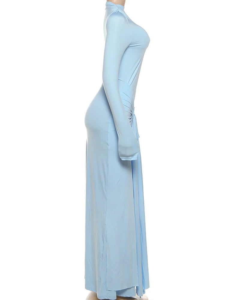 Ruched Maxi Dress For Women Chic Bodycon With Long Sleeves
