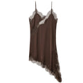 Satin Elegant Backless Lace Slip Dress