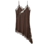 Satin Elegant Backless Lace Slip Dress