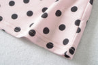 Hot Girl Spicy Two-Piece  Retro Polka Dot Necktie Top Satin High Waist Short Skirt Set