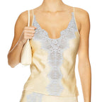 Lace Patchwork Two-piece Set With V-Neck Sling Top And Long Skirt