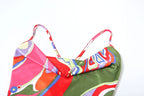 Colorful Print Backless Bodycon Mini Dress