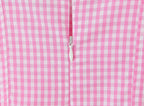 Pink Plaid Bow Sling With Lacing Up Detail For Women Slim Waist Ruched Skater Mini Dress