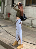 Moody Vintage Streetwear Grunge High Waist Skirt With Lace Up Detailing And Modern Vibe