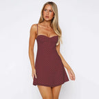 Rustic Polka Dot Halter Dress And Mini Skirt Set