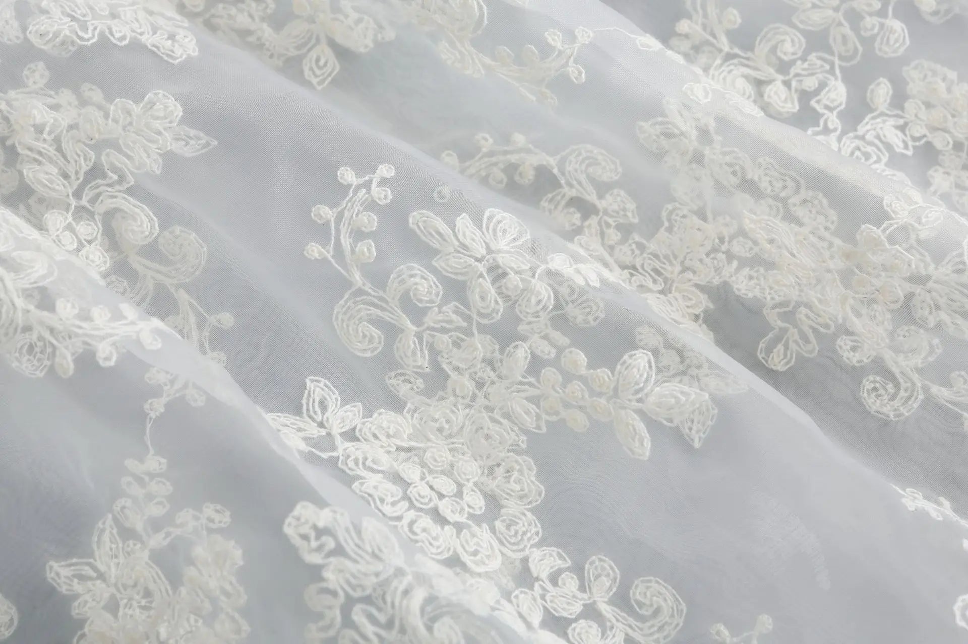 Floral Embroidered Lace Sheer Skirt Overlay