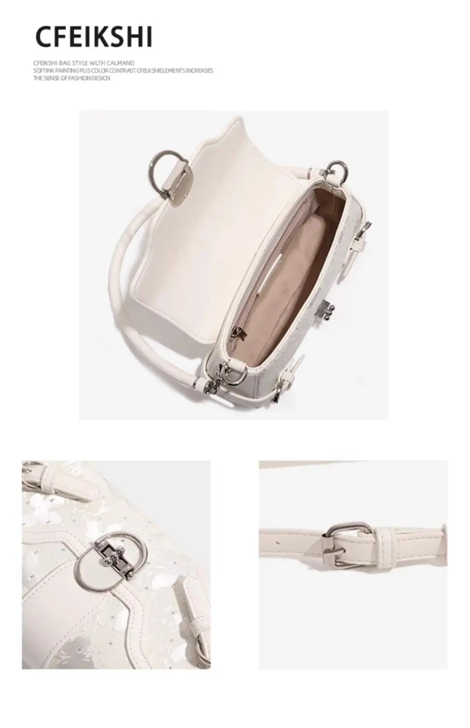 Whimsical Fairycore White Shoulder Bag With Butterfly Print Dreamy Harajuku Style Purse