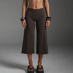 Wide Leg Capris With Sequined Detail And Elastic Waistband