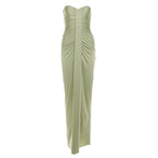 Patchwork Strapless Dress With Ruched Ribbon