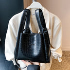 Women Stone Pattern Handbag Chic Shoulder Style Casual Messenger Versatile Bucket Wallet Included