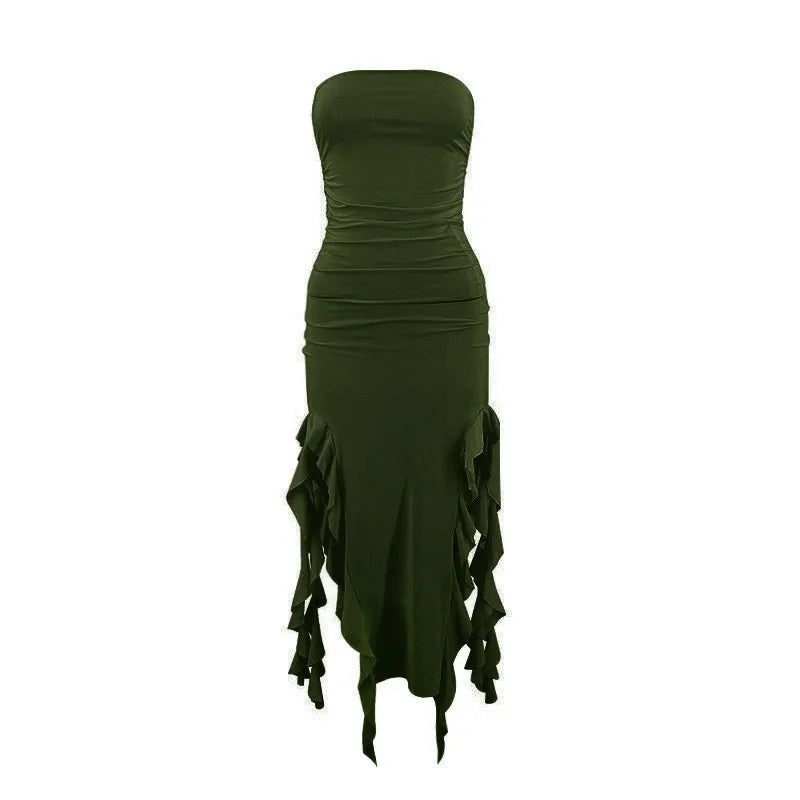 Tube Top Strapless Sexy Midi Dress