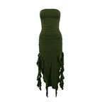 Tube Top Strapless Sexy Midi Dress