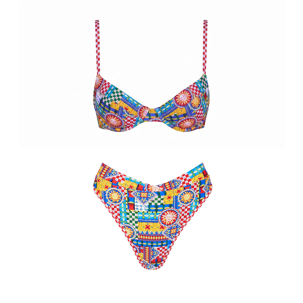 Paisley Print Bandeau Bikini Set With Sarong Cover Up 3Pcs For Women Beach Vacations