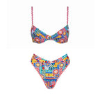 Paisley Print Bandeau Bikini Set With Sarong Cover Up 3Pcs For Women Beach Vacations