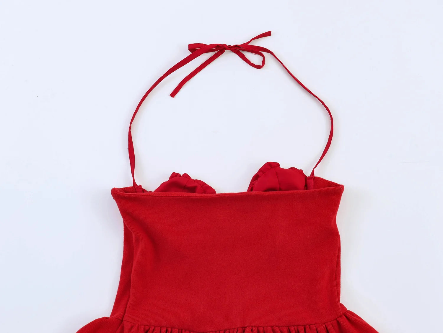 Chic Red Sexy Halter Pleated Blouse