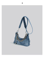 Denim Daydream Shoulder Bag With Chain Accent