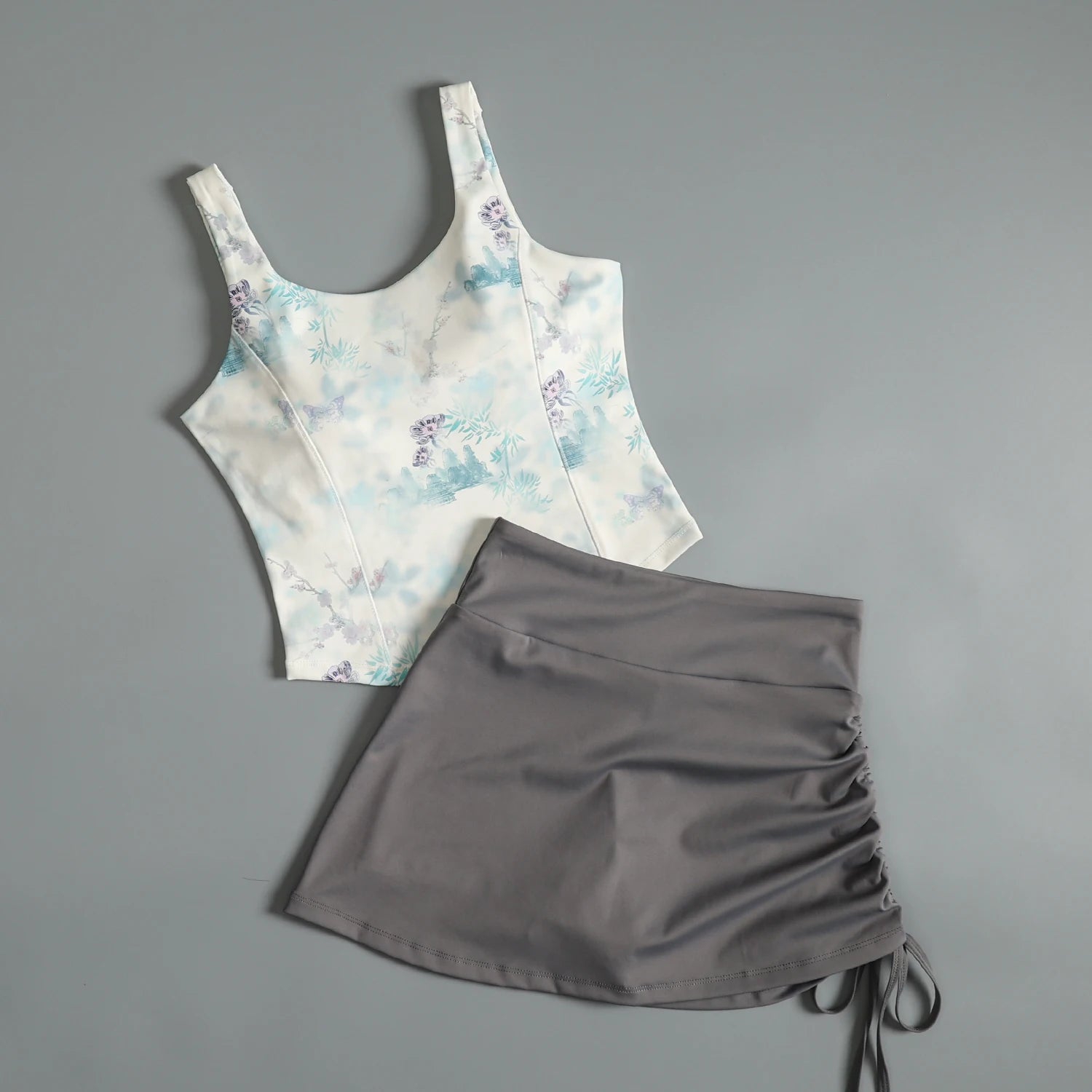 Activewear Set For Women With Chest Pad Vest And Skirt