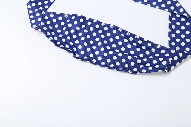 Polka Dot Halter Backless Two Piece Set